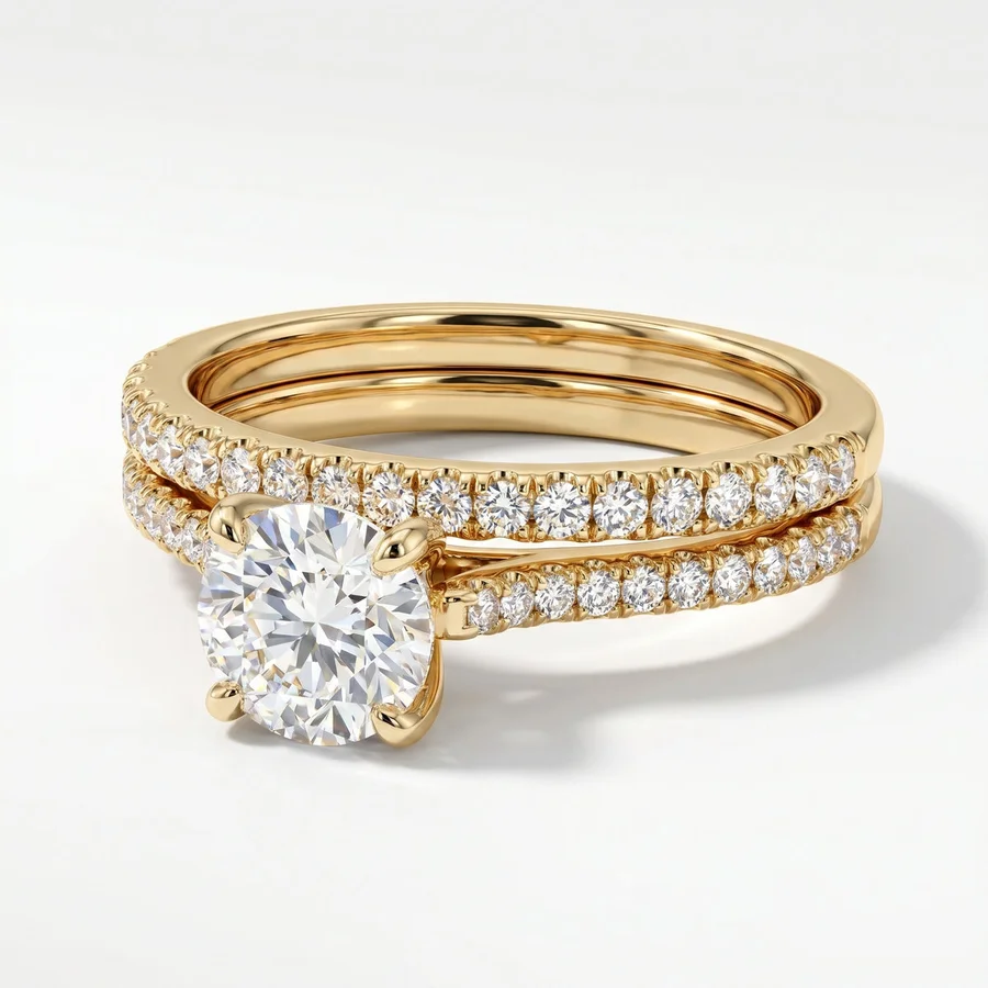 Yellow gold diamond bridal set from Zak's Jewelry, photographed by Aurix